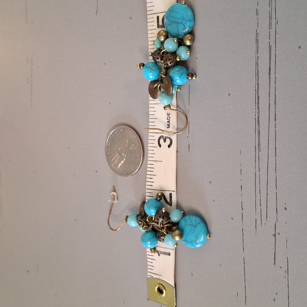 Turquoise & Bronze Dangle Earrings - Picture 3 of 4